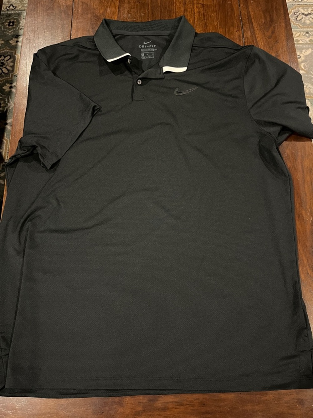 Nike Black Men’s Dri-FIT Polo with White Collar Trim